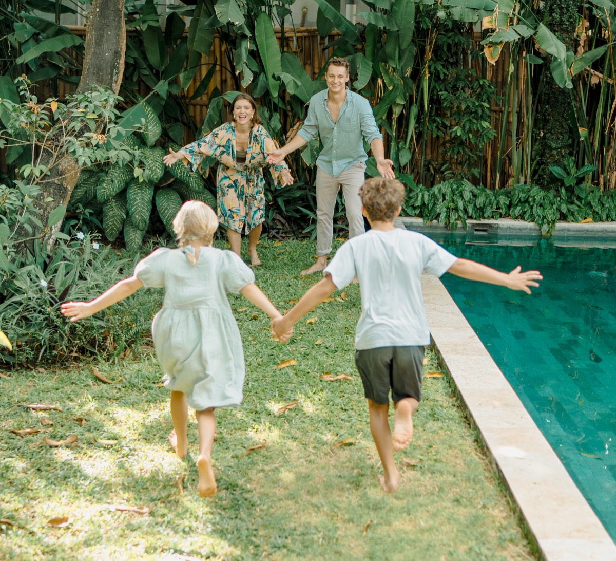 A family running together